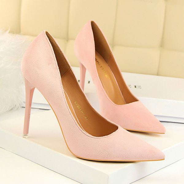 

2022 fashion designer candy colors heels high heel dress shoes red bottom womens stiletto 10cm genuine leather point toe pumps lady ladies o, Black