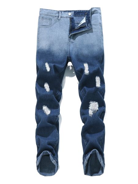 

romwe guys ripped washed jeans k9i4#, Blue