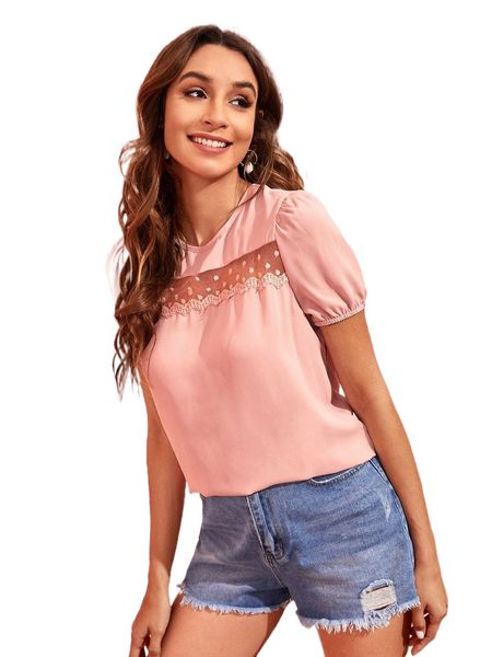 

embroidered mesh lantern sleeve 53mp#, White