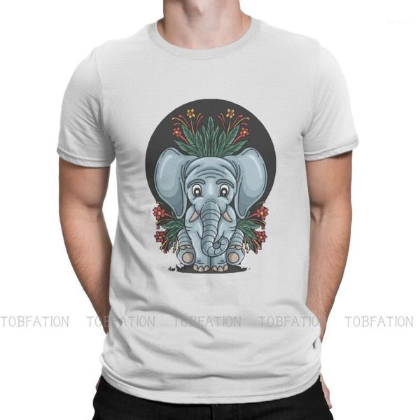 Herren-T-Shirts, süßer kleiner Elefant mit Blumen-Stil, T-Shirt, Top-Qualität, Hip-Hop-Geschenkidee, T-Shirt-Zubehör