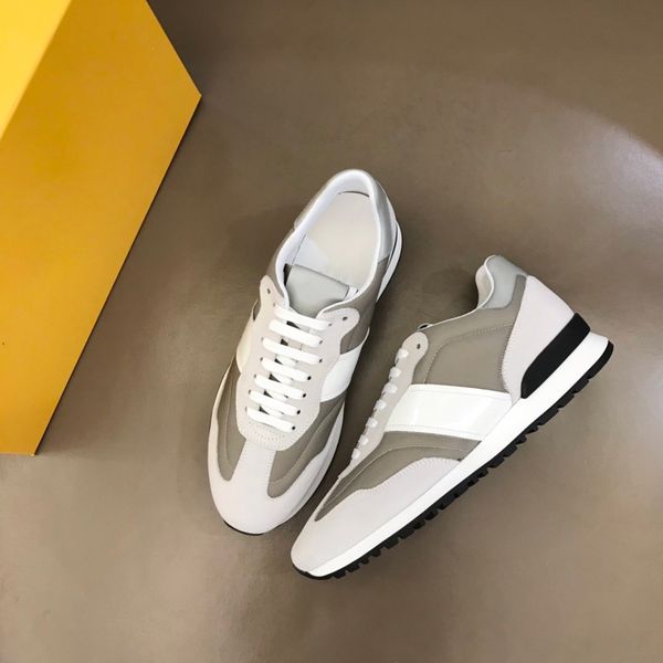 

men's luxury brand shoe casual patchwork platform sneakers lace up round toe running shoes with box, Black