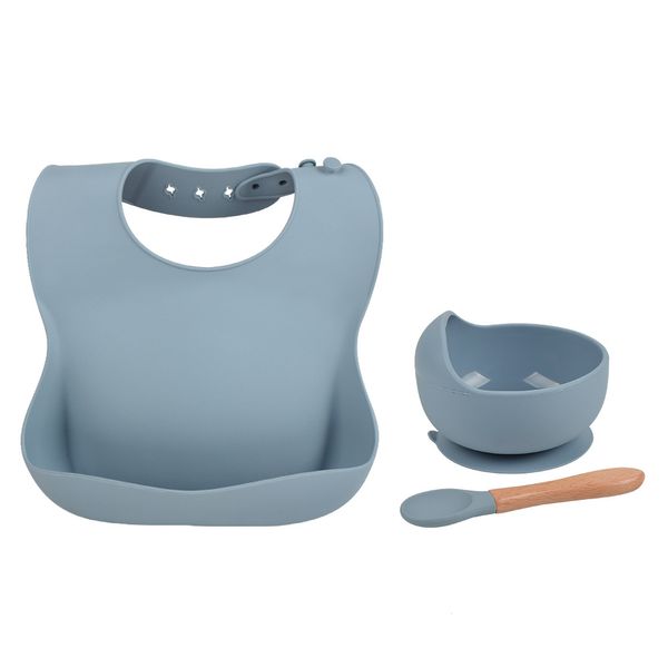 Bavaglini impermeabili in silicone Utensili per bambini Piatto per uso alimentare Ciotola di aspirazione Stoviglie per bambini Bavaglino Materiale sicuro, pulito e facile da lavare WLL42