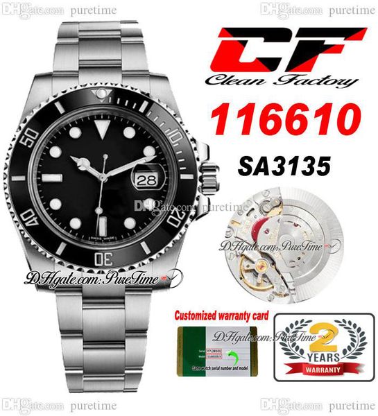 

clean cf 1166 ln sa3135 automatic mens watch 40mm ceramic bezel black dial stick markers 904l steel oystersteel bracelet super edition watch, Slivery;brown
