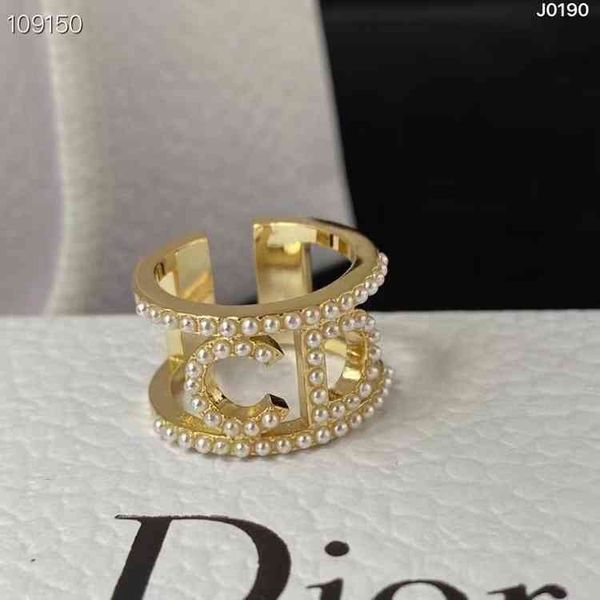 

plain ring 2022 letter pearl opening adjustable brass simple ring, Silver
