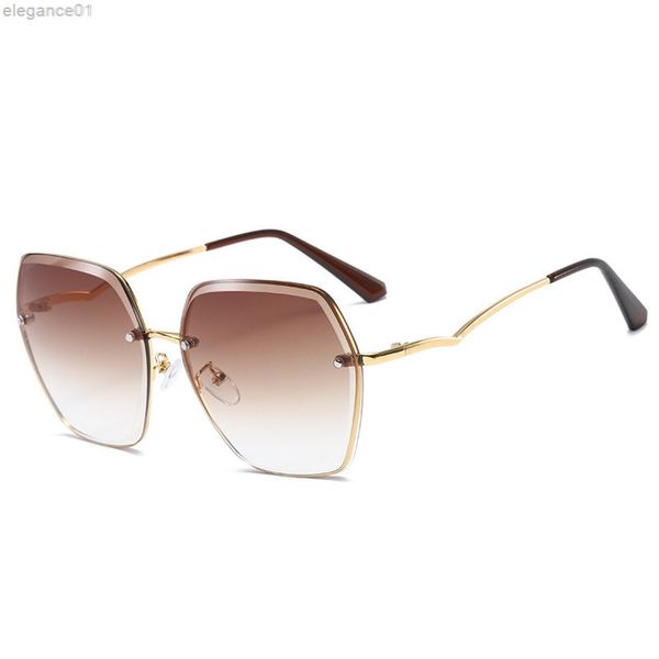 

2020 new sun fashion net red rimless cut edge large frame women's sun, Silver