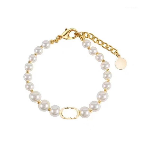 

chains tremdy jewellery couple bracelet letter jewelry freshwater pearl 18k gold plated chain women charm, Silver