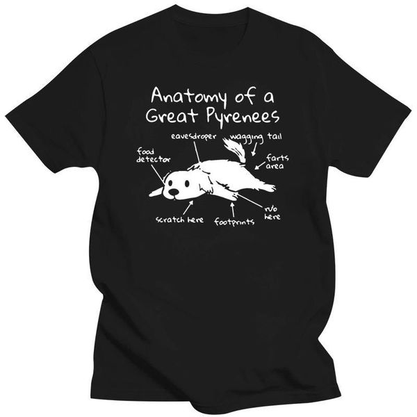 Herren-T-Shirts, Herrenbekleidung, Anatomie der Pyrenäen-Hemd, lustiges T-Shirt, Hunde-T-Shirt für Herren