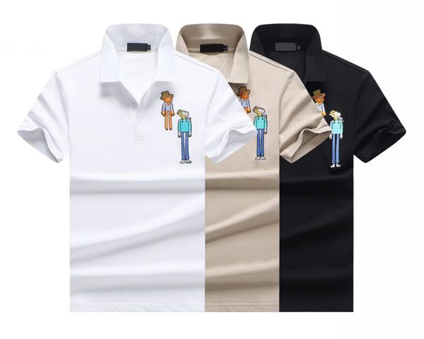 

men polo designer t shirts letter cotton embroidery lapel multicolor fashion figure pattern short sleeve classic mens tshirt business sports, White;black