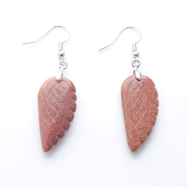 

angel wings hook dangle earrings for female golden sand gemstone eardrop earring trendy jewelry gift pair dr3301, Silver