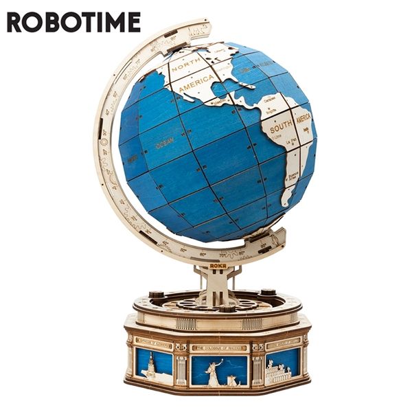 Robotime 3D Globe Wooden Puzzle 567pcs Негабаритный DIY Вращающийся игровой сборка для игрушки для подростка для подростка для дома