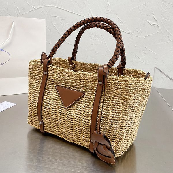 

designer women twine straw tote bag luxurys designers bags sunshine knitting beach handbags woman leather patchwork totes shopping handbag