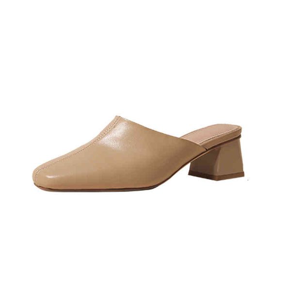 

sandals spring summer women's shoes square head thick heel middle wrap the head wear leisure sals outside empty taiz, Black