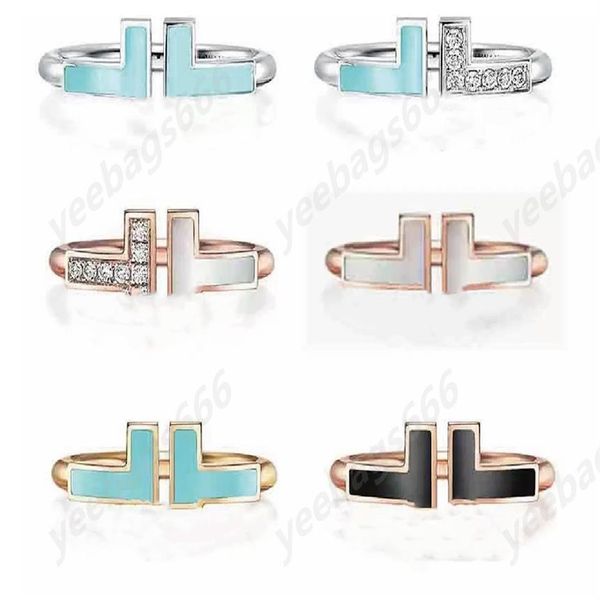 

the new double t-shaped opening 925 sterling silver rings 1 1with original logo fashion woman jewelry two t ring2263
