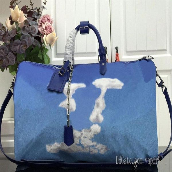 

2020 cloud blue keepall canvas mens weekend travel bags sport handbags luggage totes 50cm new g27o#242i