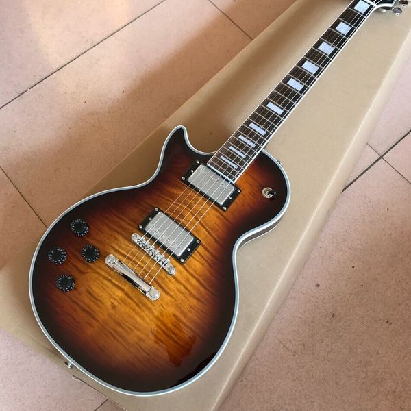 

diy brand new left hand brown ring edge 6 string lp electric guitar