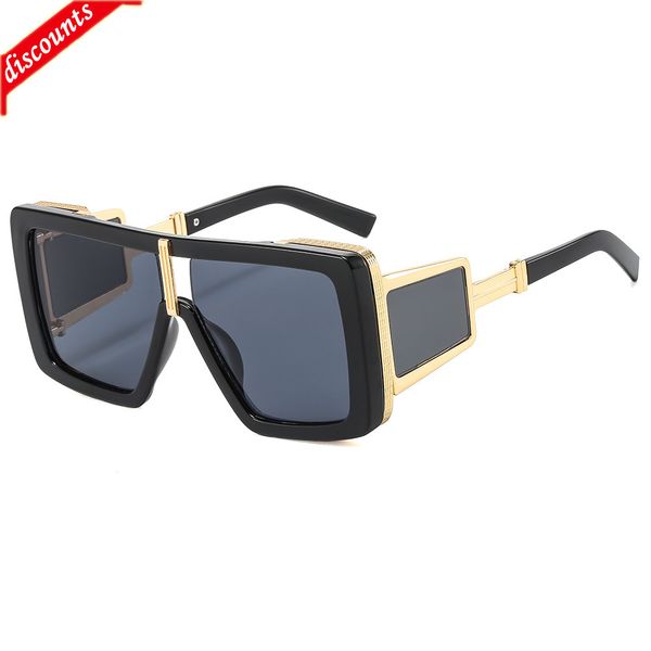 

men's women's fashion trend brand sunglasses wholesale new large frame side mirror thick wind, White;black