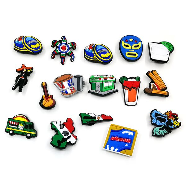 

mexican style croc charms fashion love shoe accessories for decorations charms pvc soft shoes charm ornaments buckles as party gift, White;pink