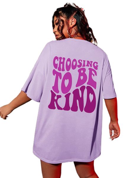 

plus slogan graphic drop shoulder tee z2q1#, Black