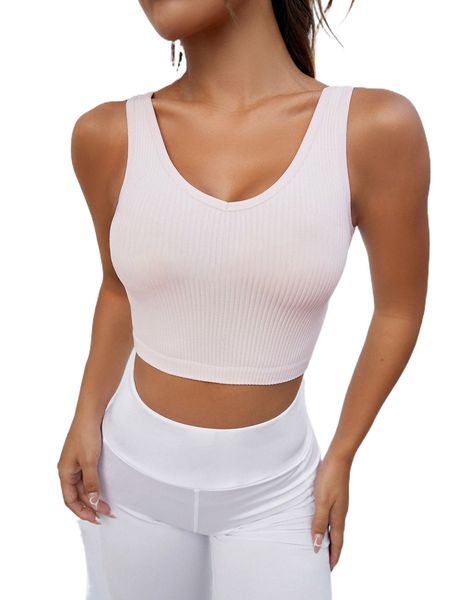 

seamless ribbed knit sports tank j0dz#, Gray