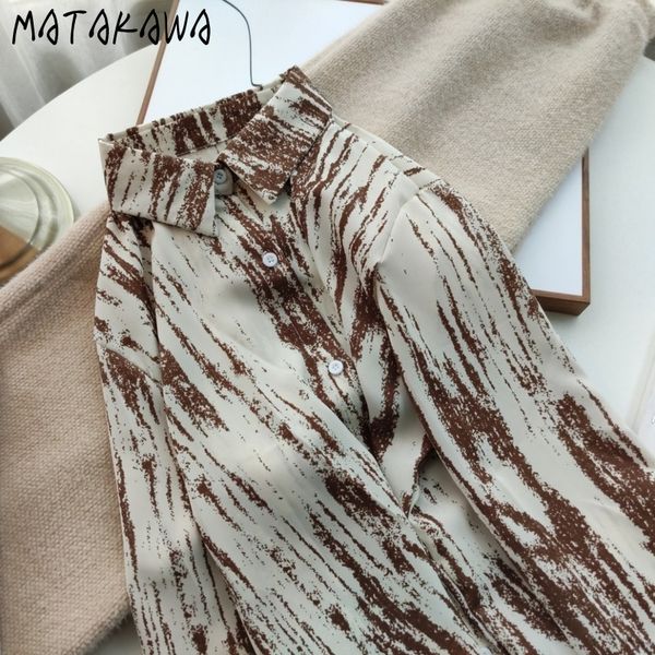 

spring office lady loose blusas lapel printed womens shirt long sleeve vintage women blouses 210506, White