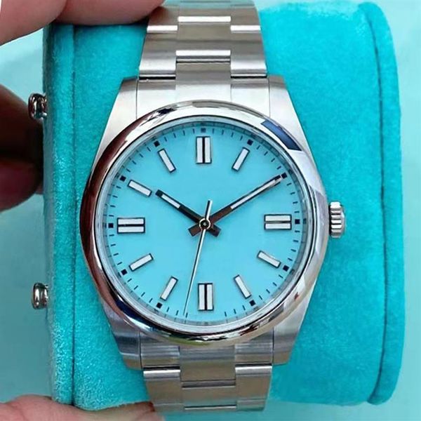 

41mm 36 mm dial oyster sapphire lovers couples ladys men women watch automatic watches iced blue movement mechanical steel mens wo209j, Slivery;brown