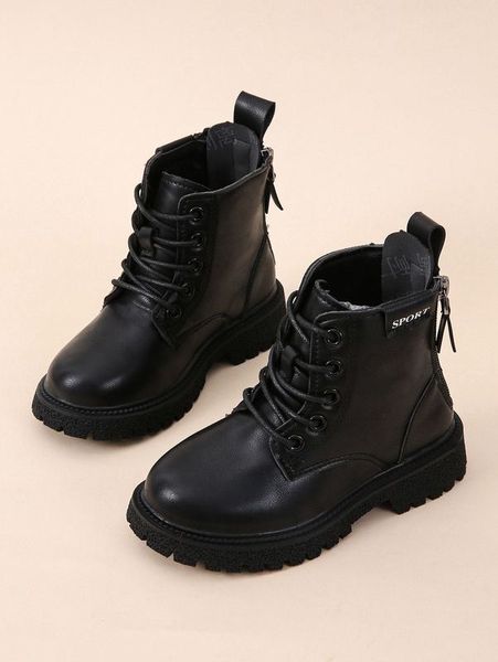 

toddler boys lace-up front chunky combat boots she, Black;grey