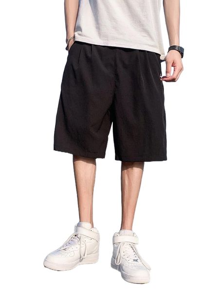 

men letter graphic slant pocket shorts n30q#, White;black