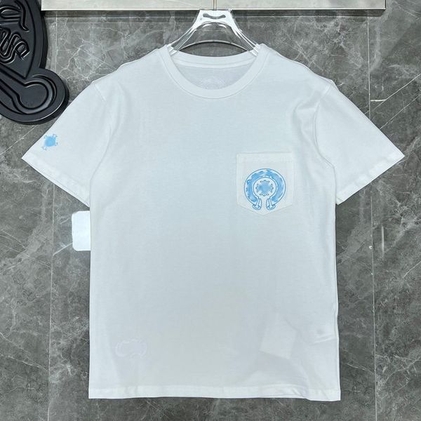 

classic fashion t shirts mens luxury letter ch t-shirt designers horseshoe sanskrit cross pattern tshirt summer tees women clothing short s, White;black