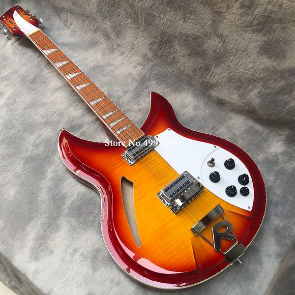 

factory outlet 381 6 string fire glo half-empty cs rising sun electric guitar flame maple and back sandwich neck chessboard binding painted