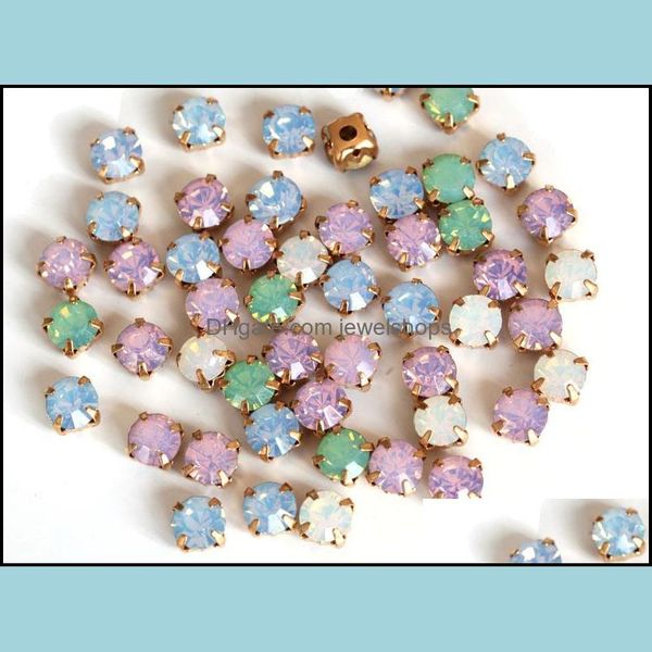

loose diamonds jewelry 6mm 100pcs mix opal colors resin sew on rhinestones with gold claw flatback white for garment drop delivery 2021 vi4t, Black