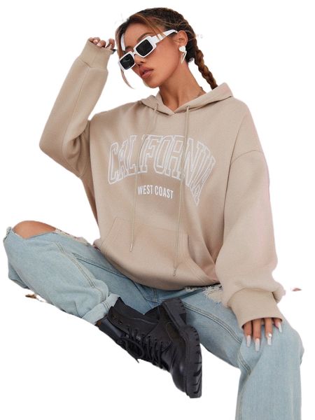 

letter graphic drawstring hoodie q0zc#, Black