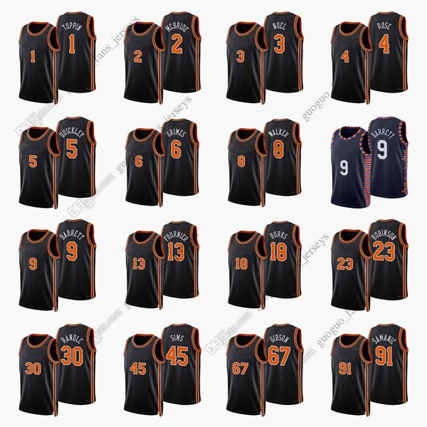 

custom printed 2022 new city basketball jerseys randle fournier rose burks noel walker barrett gibson in hill grimes quickley robinson mcbri, Black;red