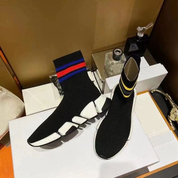 

2022 high version men's and women's air cushion knitted medium boots socks thick bottom original box size 35-45, Black