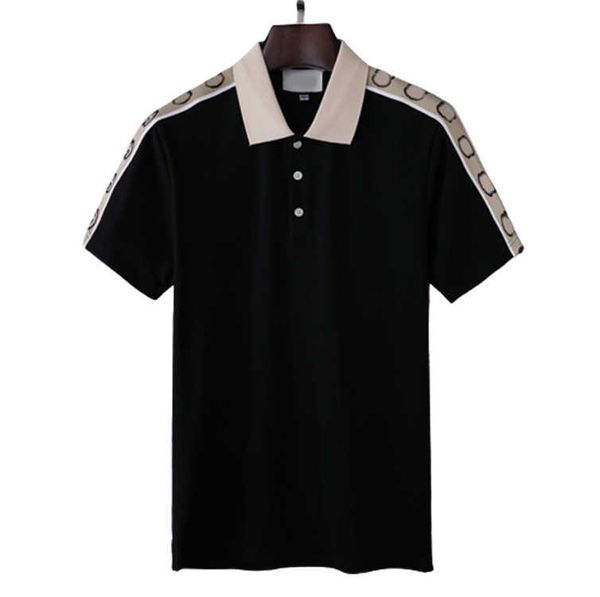 

high-end men's polo shirt embroidered short sleeve men's t-shirt designer polos shirts summer trend lapel button cotton matching #, White;black