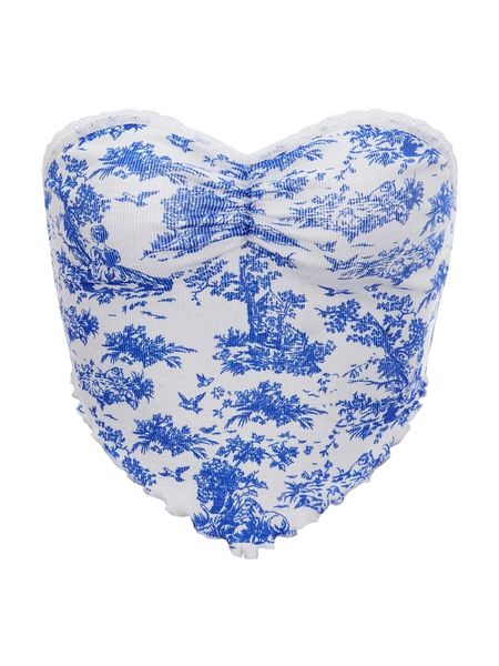 

bird & plant print lettuce trim bandana tube j0ed#, White