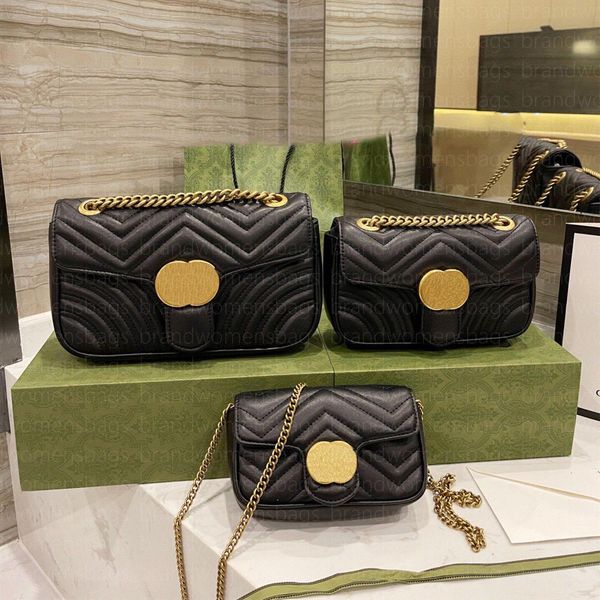 

3 size 8 colors fashion shoulder bags marmont women luxurys designer bag real leather handbags chain cosmetic messenger shopping totes hobo