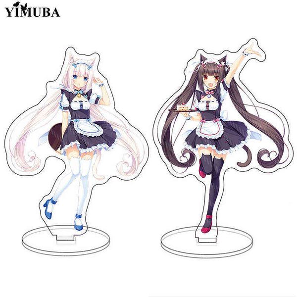 

nekopara chocolat vanilla twin sisters stand model plate keychain desk decor cat girls acrylic figures standing sign holder gift aa220318, Silver