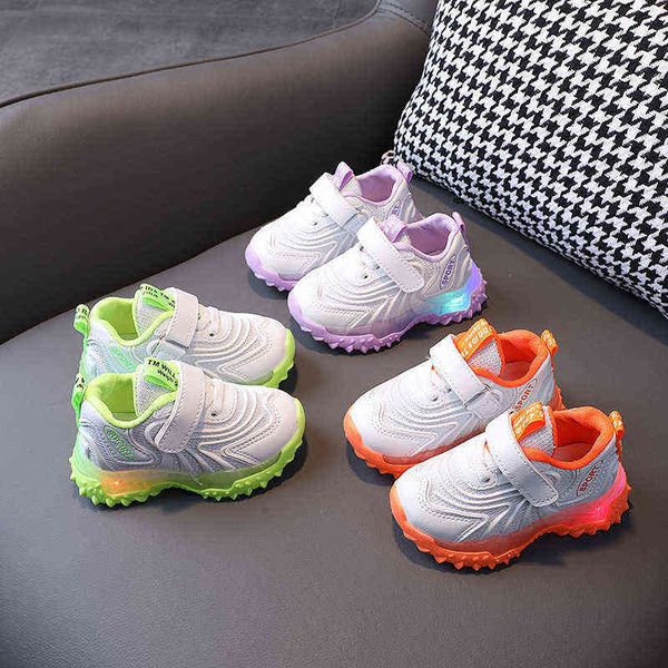 

children's light-up shoes 1 to 6 years old boys glowing up shoes baby toddler shoes girls breathable soft bottom sneakers e07304 g22052, Black;red