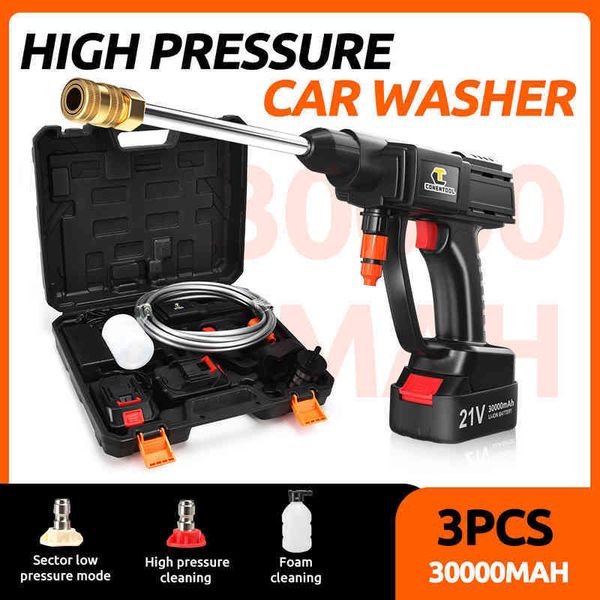 

cordless high pressure washer 30000mah 21v portable high pressure washer water gun car washing machine 2pcs battery