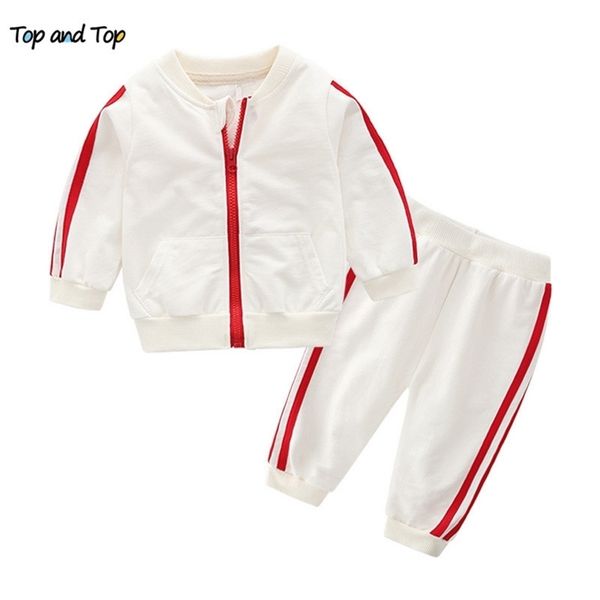 

and fashion kids baby boy clothes set cotton long sleeve sweatshirttrousers tracksuit baby girls outfits bebes lj201223, White
