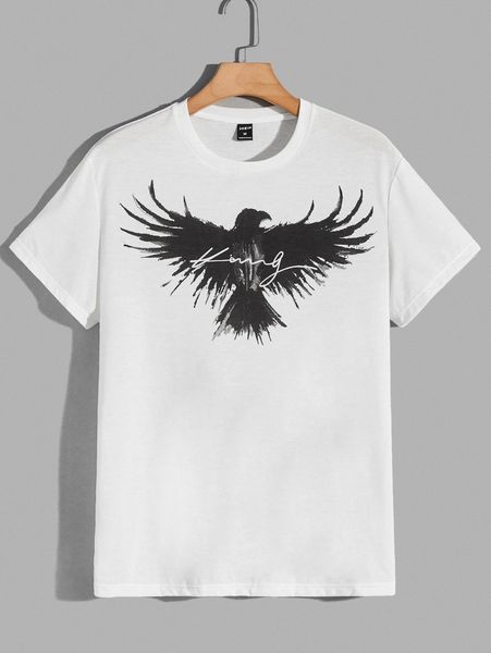 

men eagle and letter graphic tee o0ph#, White;black