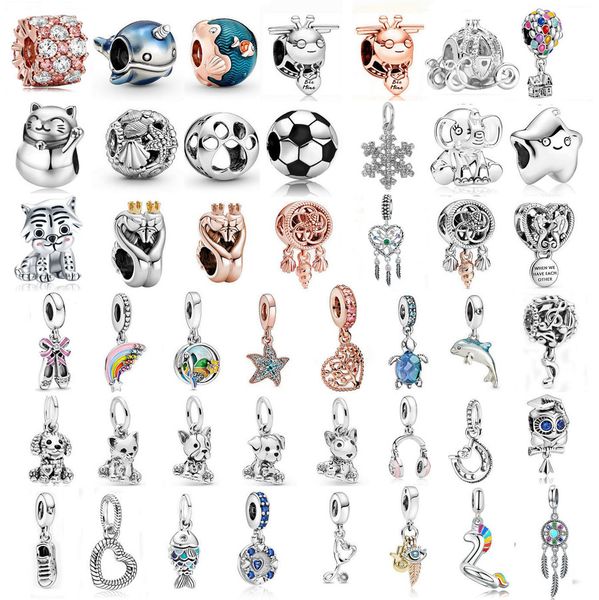 

925 sterling silver dangle charm new shell dreamcatcher dolphin bead fit pandora charms bracelet diy jewelry accessories, Black