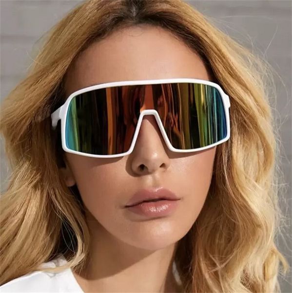 

2022 new riding eyeglasses men and women with the same goggles one-piece lens sunglasses uv400 outdoor sports sunglasses, White;black