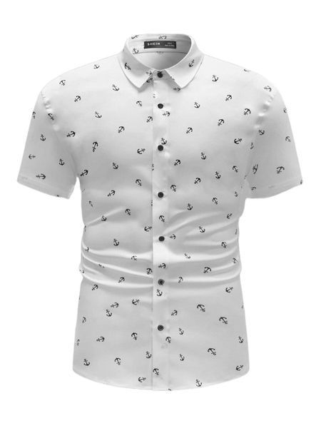 

men anchor print shirt j0sf#, White;black