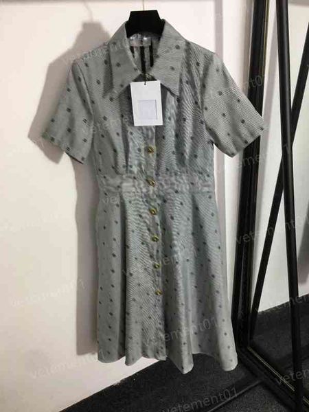 

designer womens dresses brand grey studded button logo embroidered striped short sleeve shirt dress luxury casual dresses for women clothing, Black;gray