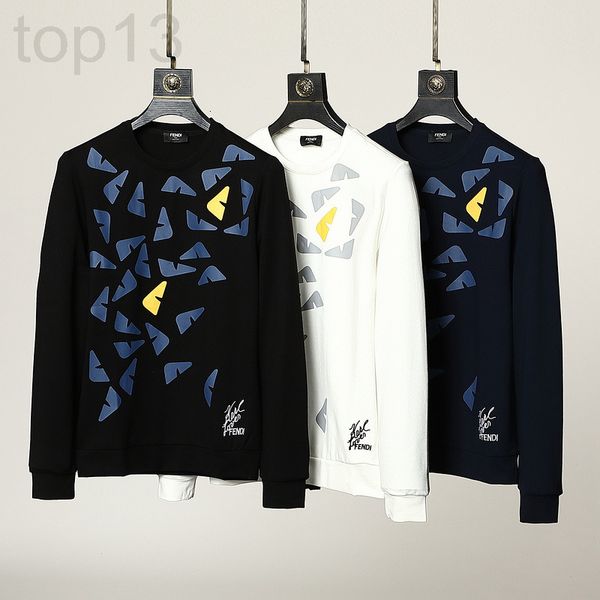 

men's hoodies & sweatshirts designer 2021 autumn and winter new men's long sleeved sweater casual fashion leather printed pullover, Black