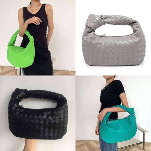 

shoulder bag 2022 fashion handmade woven luxury leather printed lady crossbody hobo pu knotted handle casual handbag 220308