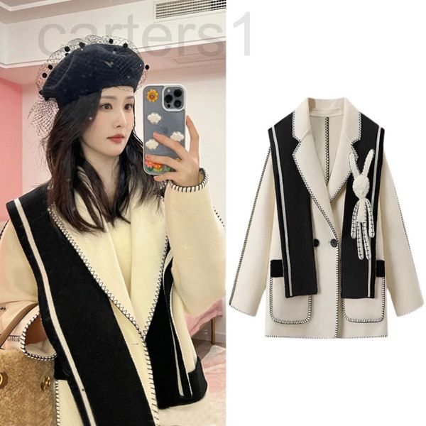 

women's trench coats designer white deer same style jacket female autumn design sense of minority small fragrance sweet cool slim fit e, Tan;black