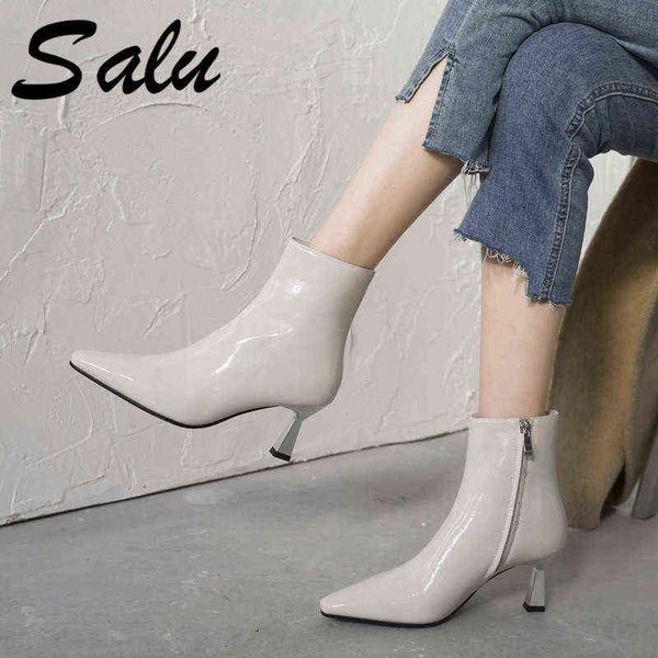 Scarpe eleganti Salu Pelle di mucca Tacchi alti Stivaletti da donna Nero Bianco Ufficio Donna Primavera Autunno Donna Taglia 40 220318