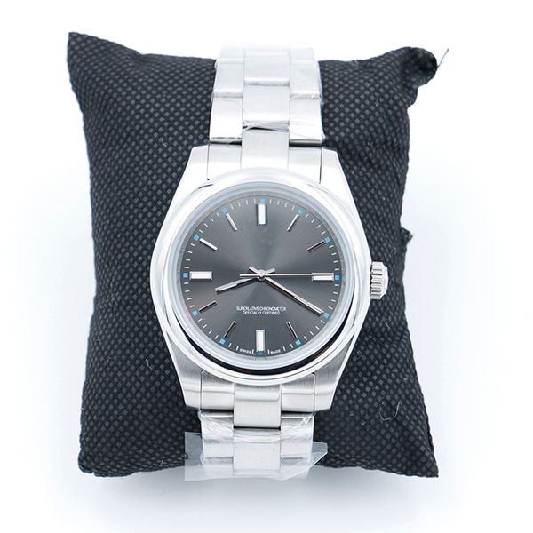 

watches nice automatic movement 40mm smooth bezel watch stainless steel blue lume dark rhodium dial 114300 wristwatches, Slivery;black